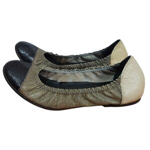 Brunello Cucinelli Cap-Toe Ballerina fFat Size 36 EU Elastic Top Patent Leather